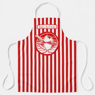 DIY Colours Vertical Stripe Red White Ice Cream Apron