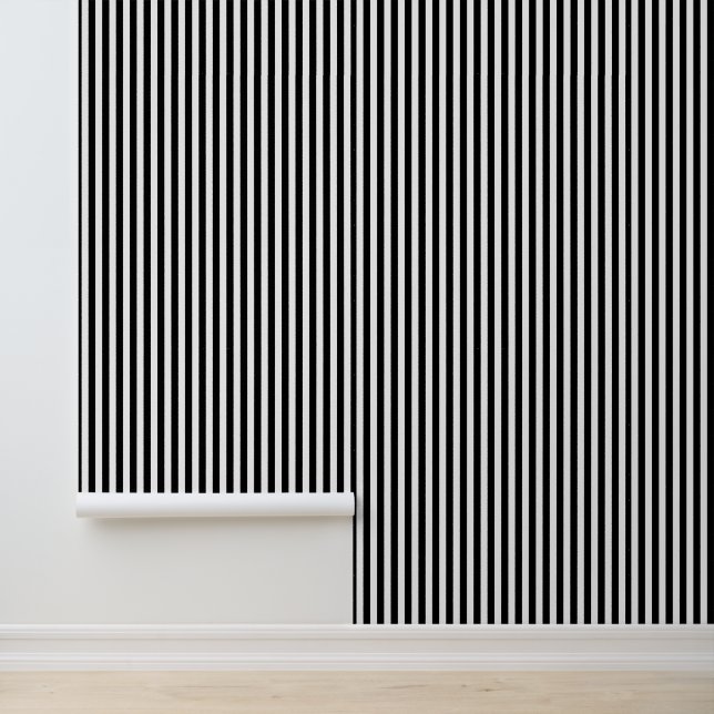 DIY Colours Vertical  Stripes Black White Wallpaper (Application)