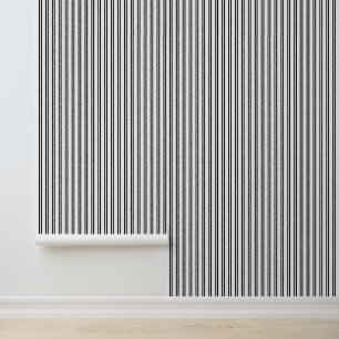 DIY Colours Vertical Uneven Stripes #2 Black White Wallpaper