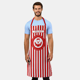 DIY Colrs Vertical Stripe Red White Croissant Wine Apron