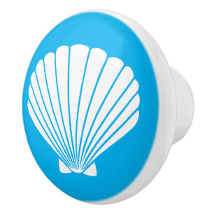 DIY Custom Colour Blue and White Scallop Shell A11 Ceramic Knob