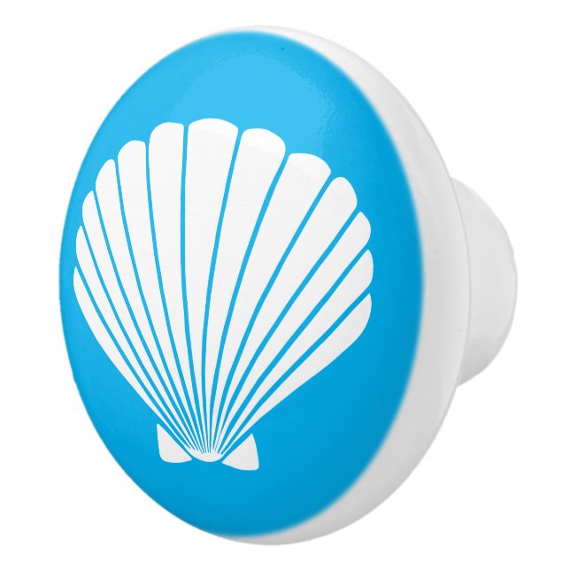 DIY Custom Colour Blue and White Scallop Shell A11 Ceramic Knob (Right)