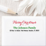 DIY Custom Elegant Merry Christmas Return Address Return Address Label<br><div class="desc">Custom,  personalized,  elegant,  festive red and green typography / script,  Merry Christmas / Happy Holidays / Season's Greetings return address label. Simply enter the family name / bride & groom's / wife & husband's names,  and address,  to customize.</div>