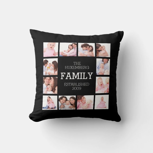DIY Custom Family Photo Pillow with 12 Pictures (Front)