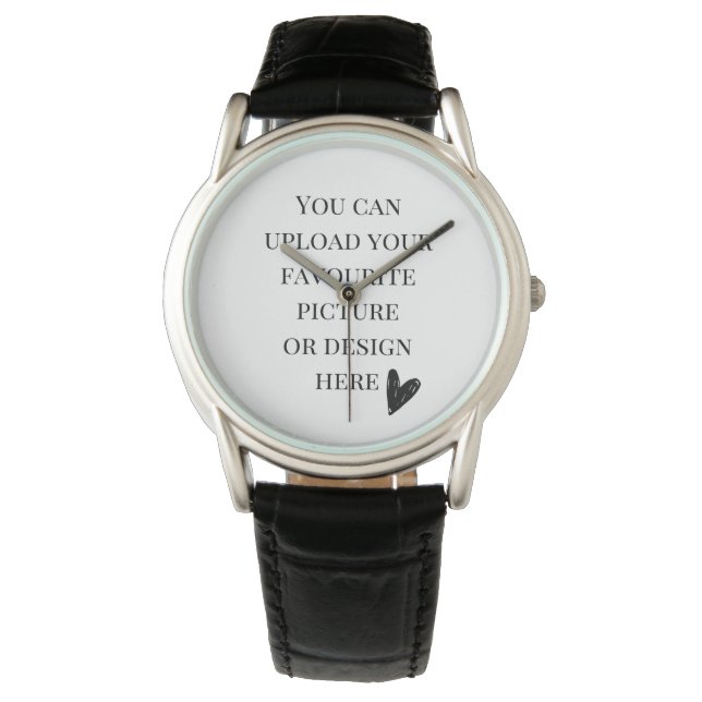 DIY, Custom Men's Crown Protector Black Leather  Watch (Front)