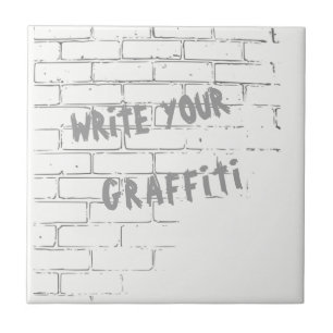 DIY CUSTOMIZABLE GRAFFITI ON A WHITE WALL CERAMIC TILE