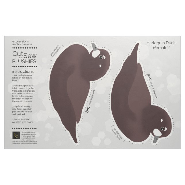 DIY Cut & Sew Plush Female Harlequin Duck Fabric (Fat Quarter)