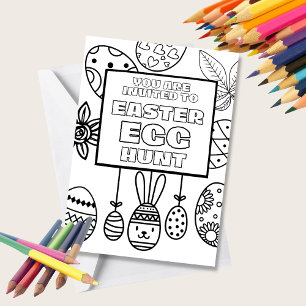 DIY Easter Egg Hunt Invitation Colouring Card