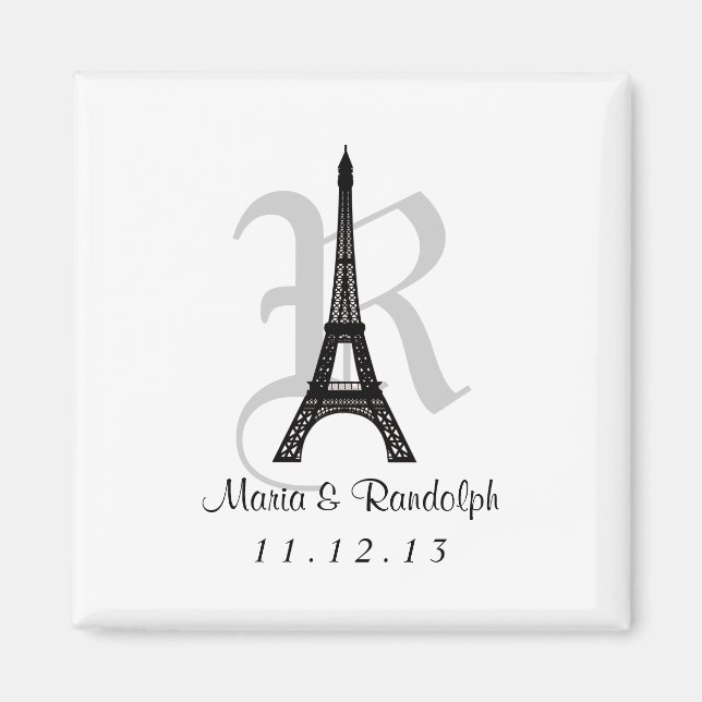 DIY Eiffel Tower Save the Date Monogram magnet (Front)