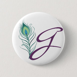 DIY Elegant Peacock Feather 6 Cm Round Badge