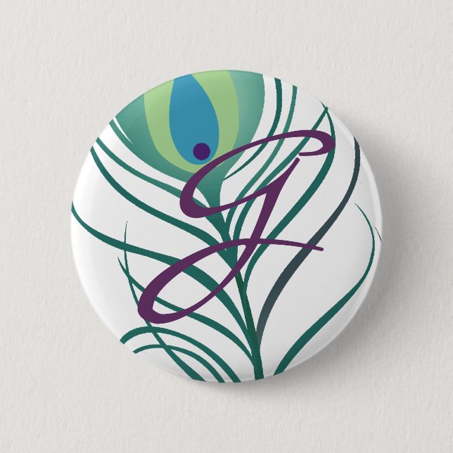 DIY Elegant Peacock Feather 6 Cm Round Badge (Front)