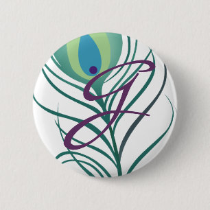 DIY Elegant Peacock Feather 6 Cm Round Badge