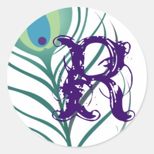 DIY Elegant Peacock Feather Classic Round Sticker