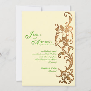 DIY Elegant Simplicity in Emerald and Bronze Invitation
