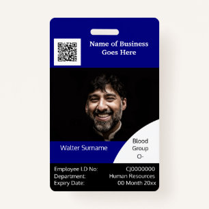DIY Employee ID card navy black white ID Badge