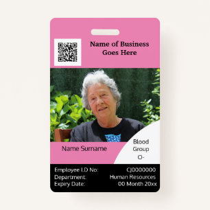 DIY Employee ID card pink black white template ID Badge