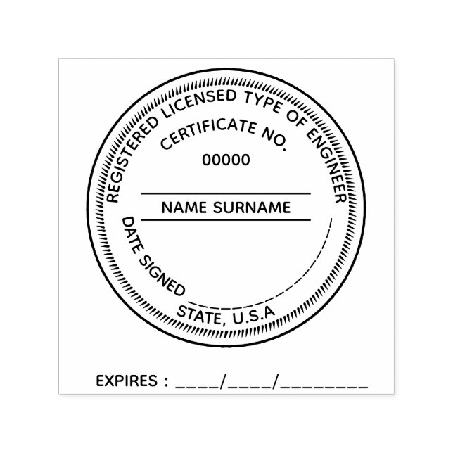 DIY Engineer Registered Licensed Professional Self-inking Stamp (Design)