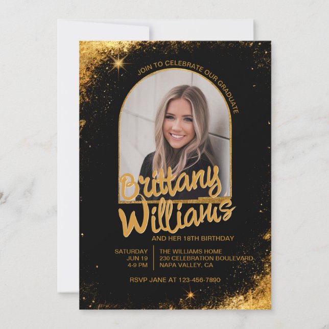 DIY Eye Catching Custom Photo Birthday Graduation Invitation (Front)