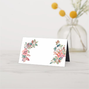 DIY Falling In Love Watercolor Floral Wedding Place Card
