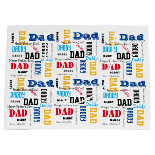 DIY Father's Day Gift Bag Colourful Text Large