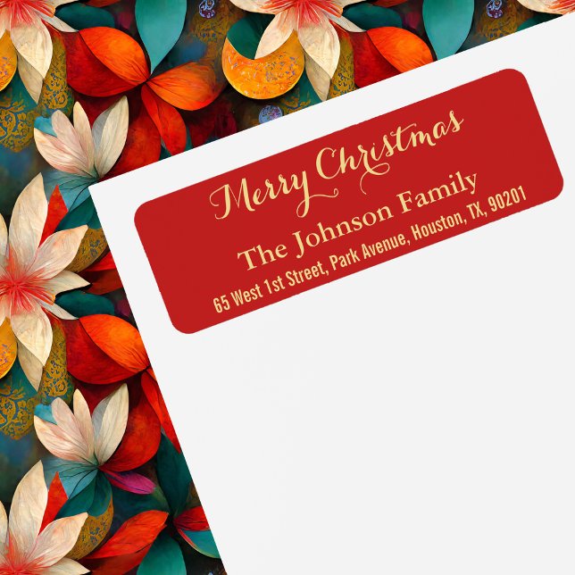 DIY Faux Gold Red Merry Christmas Return Address Label (DIY Faux Gold Red Merry Christmas Return Address Label)