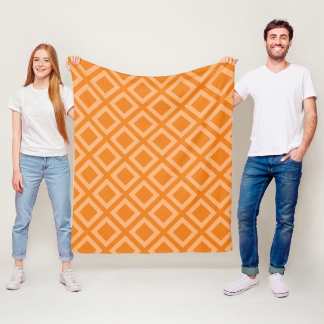 DIY Geometric Pattern Orange on Any Colour Fleece Blanket (In Situ)
