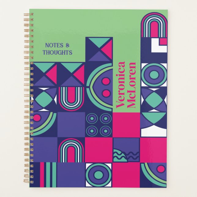 DIY Geometric Planner: Create Your Own Retro Chic  Planner (Front)