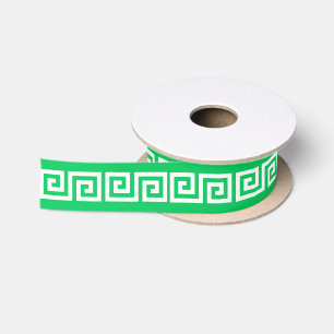 DIY Greek Key “S” & Background Colour Emerald Whit Satin Ribbon