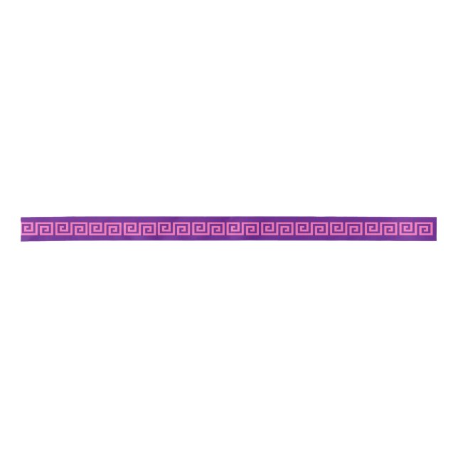 DIY Greek Key S & Background Colour Hot Pink Purpl Satin Ribbon (Front)