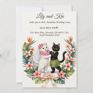 DIY Hawaiian Cat Wedding Invitation