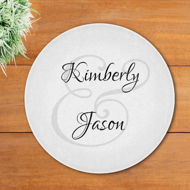 DIY His & Her Script Names, Black & Grey Cutting Board (Creator Uploaded)