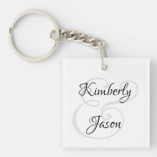 DIY His & Her Script Names, Black & Grey Key Ring