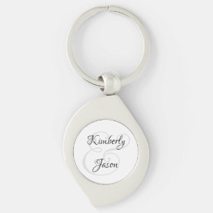 DIY His & Her Script Names, Black & Grey Key Ring