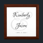 DIY His & Her Script Names, Black & Grey Wedding Gift Box<br><div class="desc">His and her names in beautiful black and grey script lettering and date for an elegant design on white background. Click “Customise” to change colours and type styles.</div>