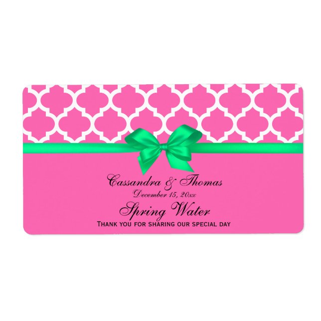 DIY Hot Pink White Moroccan Em Green Ribbon S (Front)