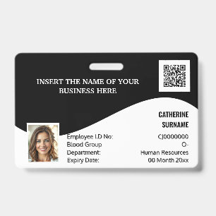 DIY ID card black white modern photo logo template Badge