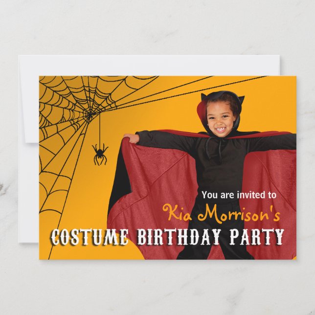 DIY Kids Halloween Costume Photo Birthday Party Invitation (Front)