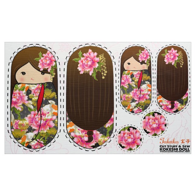 DIY Kokeshi plush doll - cut stuff and sew TAKAKO Fabric (Yard)