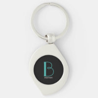 DIY Large Monogram & Name, Teal/White Text, Black