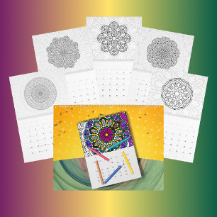 DIY Mandala Colouring Outline Art -  Calendar
