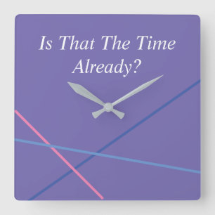 DIY Message in White on Periwinkle Square Wall Clock