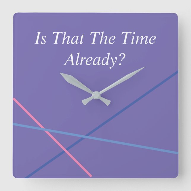 DIY Message in White on Periwinkle Square Wall Clock (Front)
