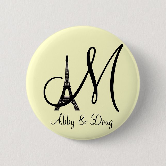 DIY Monogram Eiffel tower design 6 Cm Round Badge (Front)