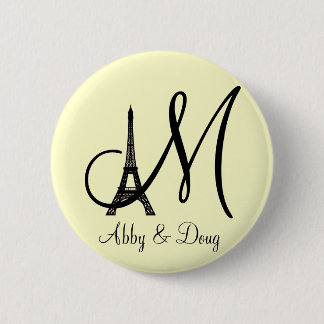 DIY Monogram Eiffel tower design 6 Cm Round Badge