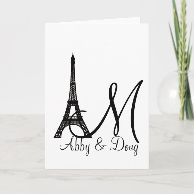 DIY Monogram Eiffel tower design Note Card (Front)