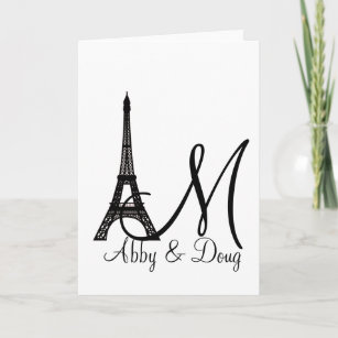 DIY Monogram Eiffel tower design Note Card