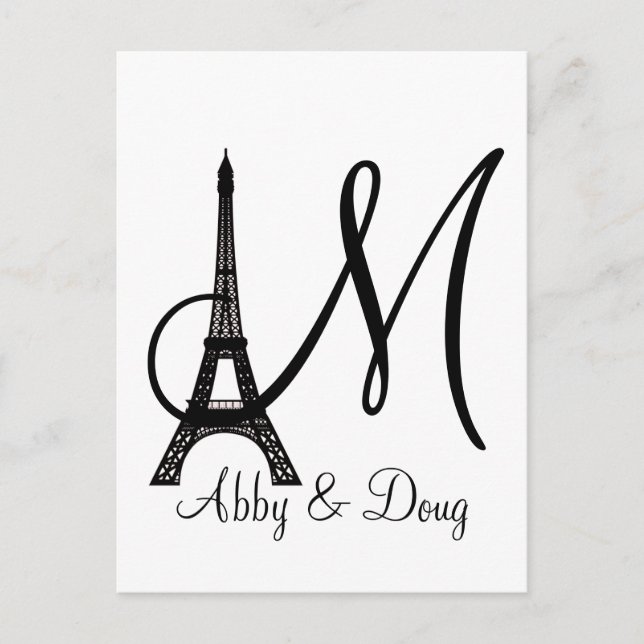 DIY Monogram Eiffel tower design Postcard (Front)