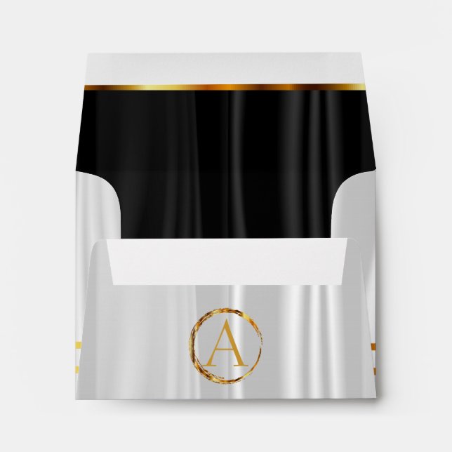 DIY Monogram Lined Black Satin & White Satin Envelopes (Back (Bottom))
