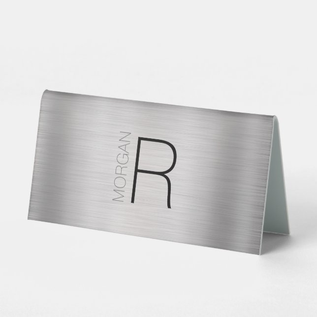 DIY Monogram & Name, Black/Grey, Brushed Silver (Front)