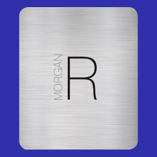 DIY Monogram Name, Black Grey, Brushed Silver, Vs4 Mouse Pad